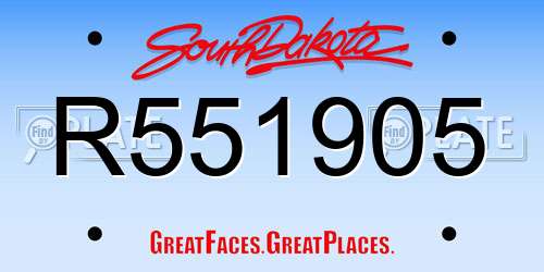 R551905 South Dakota License Plate