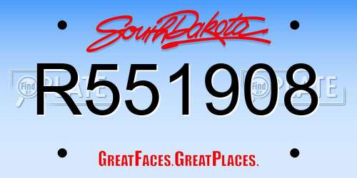R551908 South Dakota License Plate