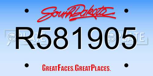 R581905 South Dakota License Plate