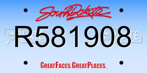R581908 South Dakota License Plate