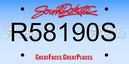 R58190S South Dakota License Plate