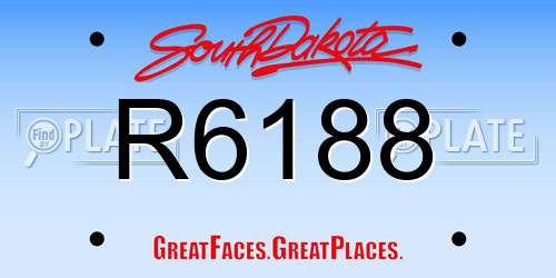 R6188 South Dakota License Plate