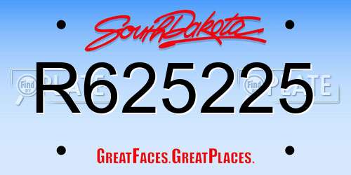 R625225 South Dakota License Plate