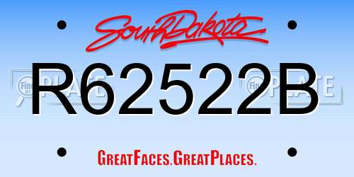 R62522B South Dakota License Plate