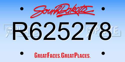 R625278 South Dakota License Plate