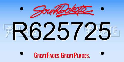 R625725 South Dakota License Plate
