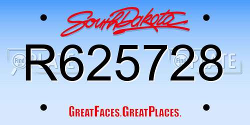 R625728 South Dakota License Plate