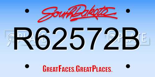 R62572B South Dakota License Plate