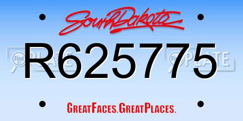 R625775 South Dakota License Plate