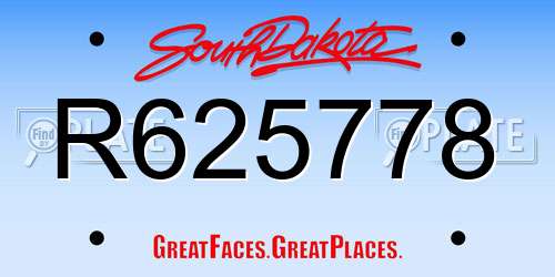 R625778 South Dakota License Plate