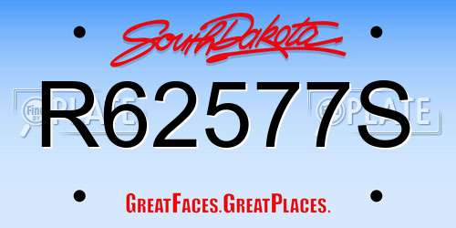 R62577S South Dakota License Plate