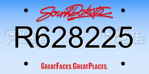 R628225 South Dakota License Plate