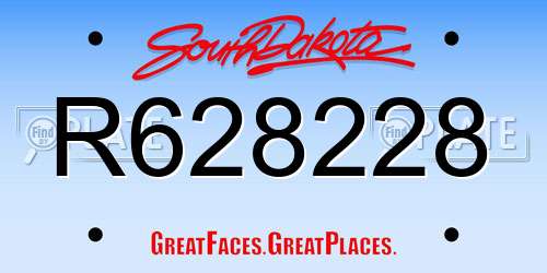 R628228 South Dakota License Plate
