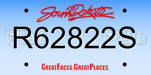 R62822S South Dakota License Plate