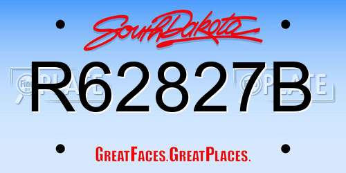 R62827B South Dakota License Plate