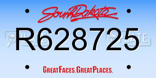 R628725 South Dakota License Plate
