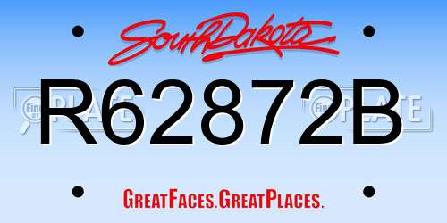 R62872B South Dakota License Plate