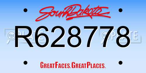 R628778 South Dakota License Plate