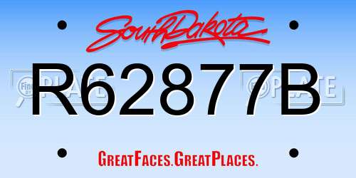 R62877B South Dakota License Plate