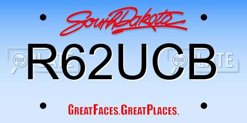 R62UCB South Dakota License Plate