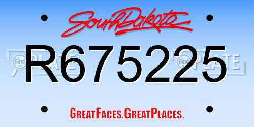 R675225 South Dakota License Plate