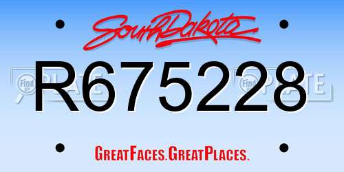 R675228 South Dakota License Plate