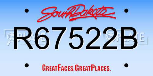 R67522B South Dakota License Plate