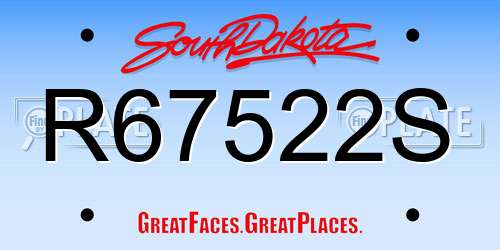 R67522S South Dakota License Plate