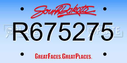 R675275 South Dakota License Plate