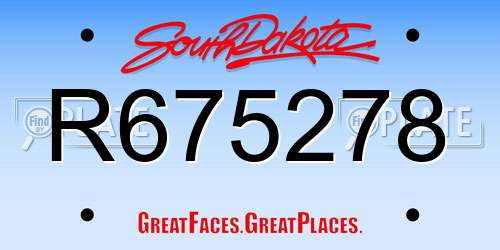 R675278 South Dakota License Plate