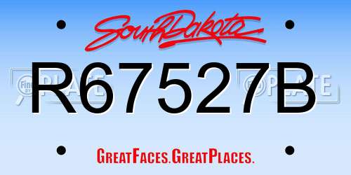 R67527B South Dakota License Plate
