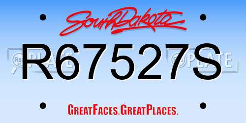 R67527S South Dakota License Plate