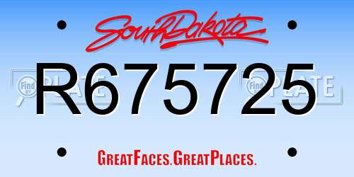 R675725 South Dakota License Plate