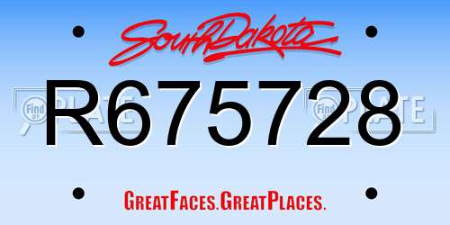 R675728 South Dakota License Plate