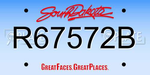 R67572B South Dakota License Plate