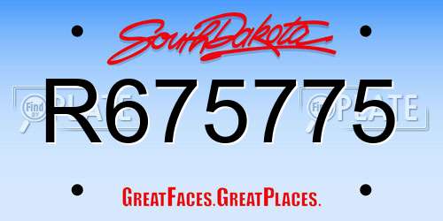 R675775 South Dakota License Plate