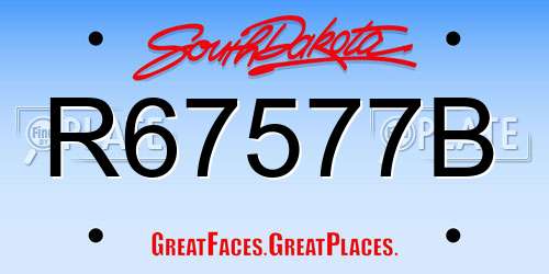R67577B South Dakota License Plate