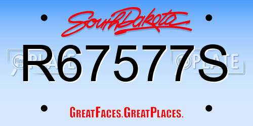 R67577S South Dakota License Plate