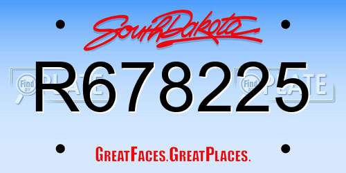 R678225 South Dakota License Plate