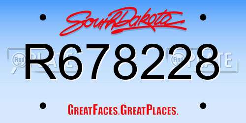 R678228 South Dakota License Plate