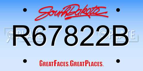 R67822B South Dakota License Plate