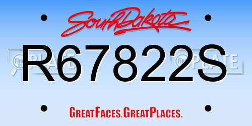 R67822S South Dakota License Plate