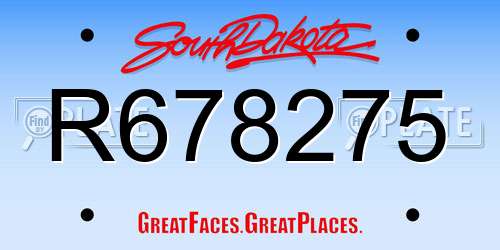 R678275 South Dakota License Plate