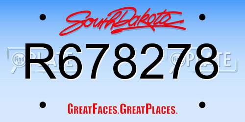 R678278 South Dakota License Plate
