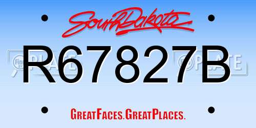 R67827B South Dakota License Plate
