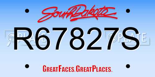 R67827S South Dakota License Plate