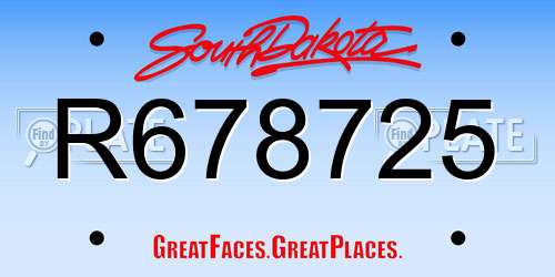 R678725 South Dakota License Plate