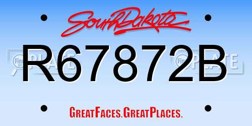 R67872B South Dakota License Plate
