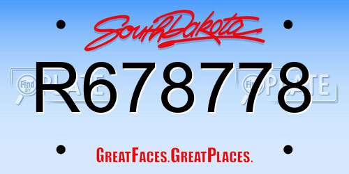 R678778 South Dakota License Plate