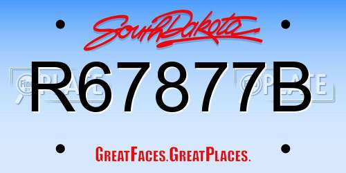 R67877B South Dakota License Plate
